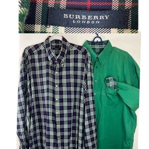 Burberry Green Long Sleeve Scottish Cage plaid accents